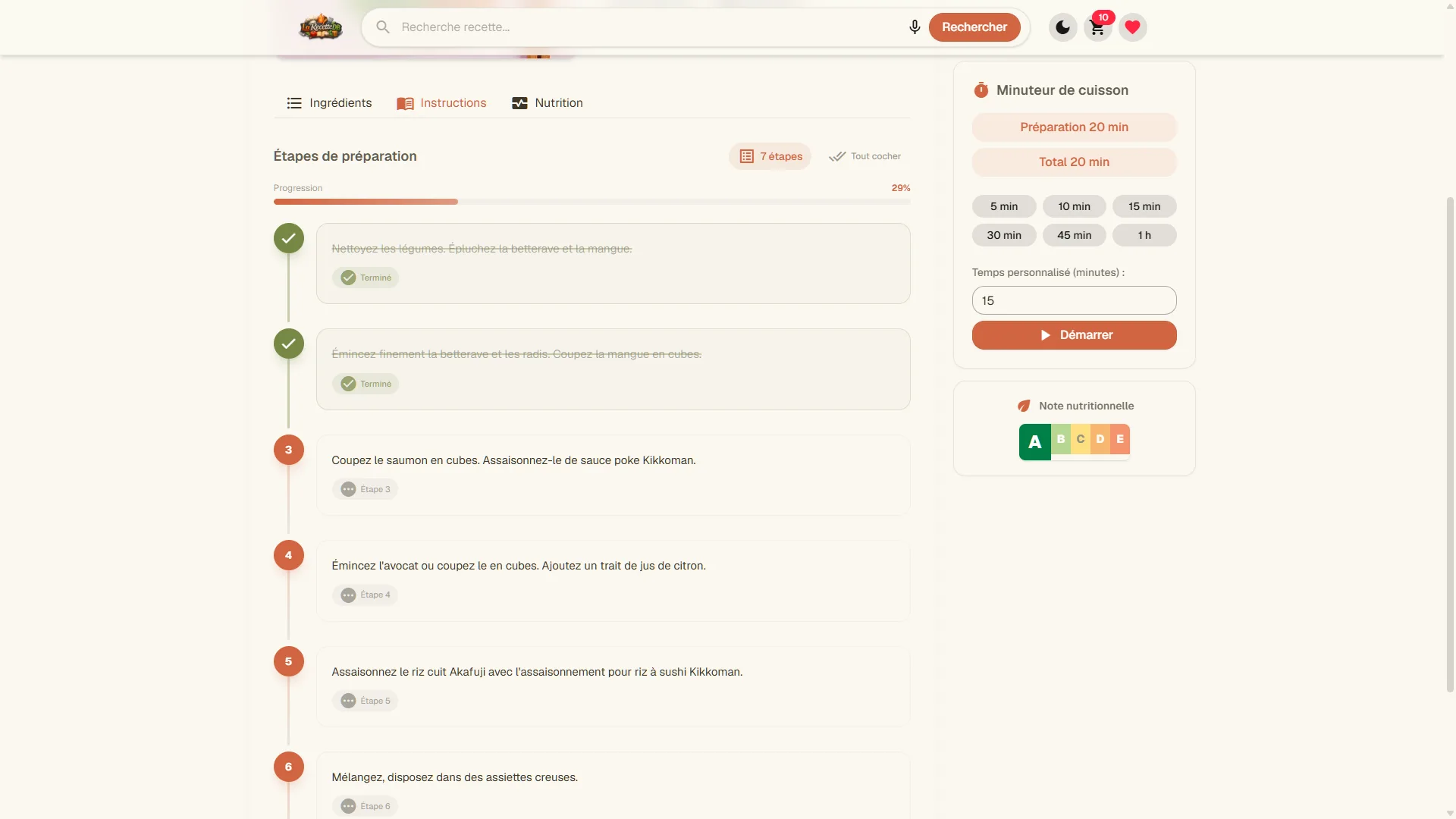 LaRecetteDB - Préparation de la recette