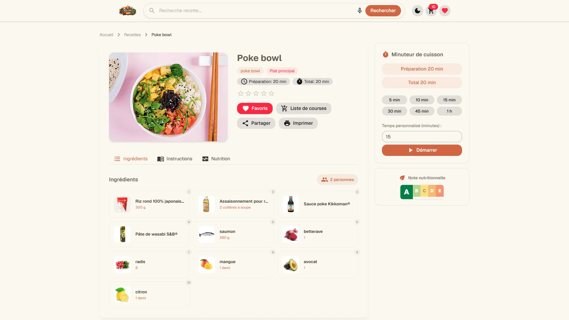 LaRecetteDB - Page de la recette